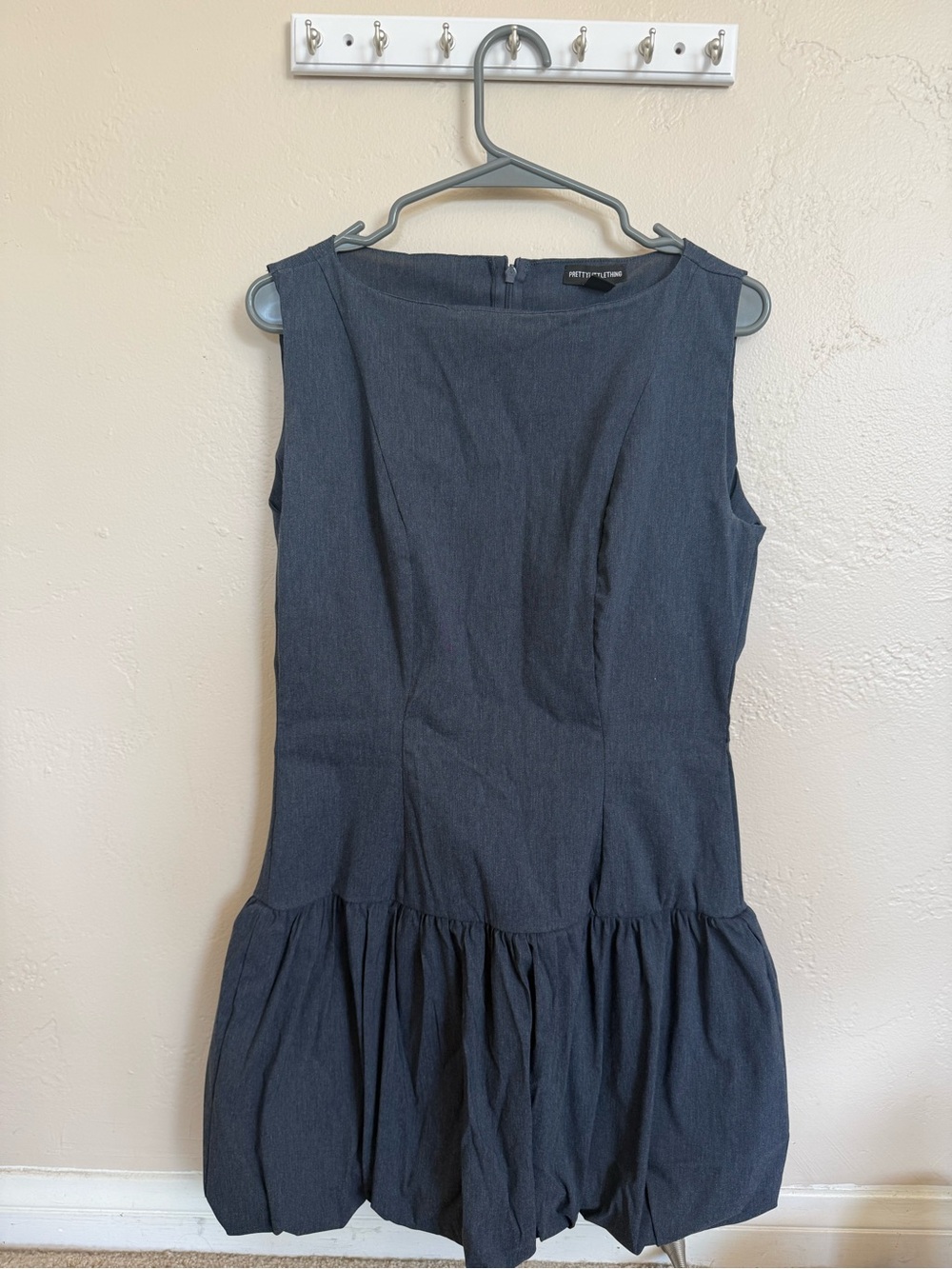 Pretty Little Thing Studio Denim Sleeveless Drop-Waist Dress Bubble